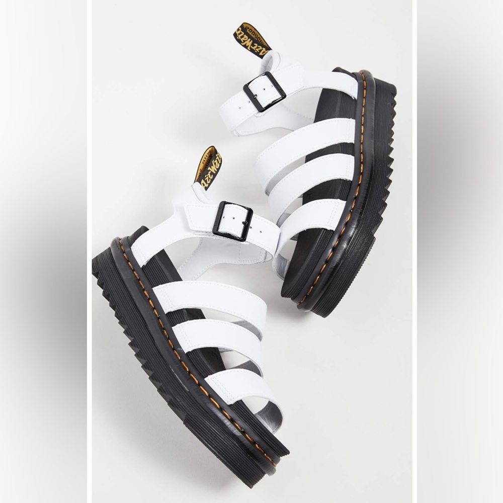 Dr. Martens women’s White BLAIRE HYDRO LEATHER STRAP SANDALS
